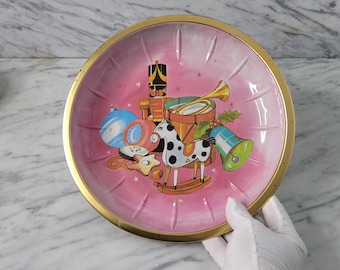 Vintage gift plate / Christmas plate made of tin / old candy plate / HP Germany Christmas tin plate, colorful plate