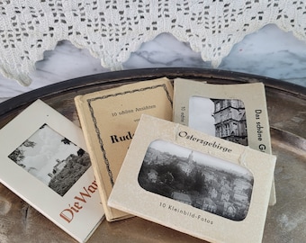 Vintage black and white photos / souvenir Erzgebirge / Görlitz / Bad Kösen / Wartburg 4 x booklets / 40 old hand prints / scrapbooking set B