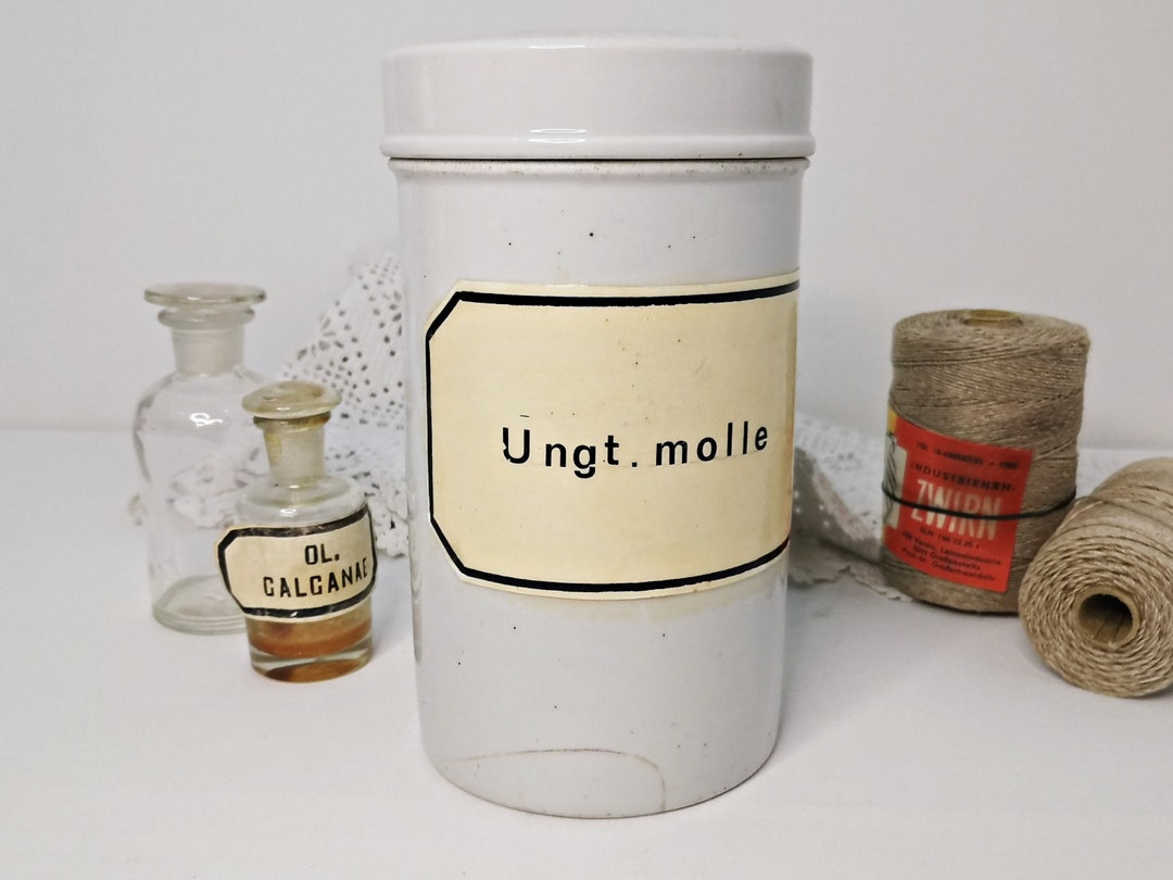 Antique Apothecary Jar, Jar, Made of Porcelain With a Lid, Lidded Jar