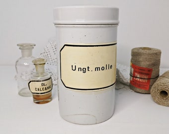 antikes Apothekergefäß, Dose, aus Porzellan mit Deckel, Deckeldose