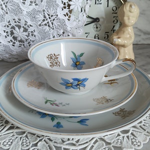 3 peças Talheres colecionáveis / xícara colecionável Porcelana Weimar / década de 1970 / talheres da RDA
