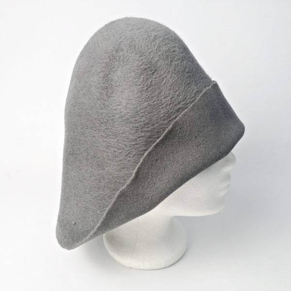 Mouse gray vintage hat stump / fur felt / thin and light / 56 grams / Melusine Hutmacher / Fraenkel WIEN Ebreichsdorf