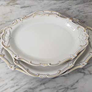 3 vintage serving plates with gold rim / serving plate / plate / Weimar Porcelain + Kahla / gold rim plate