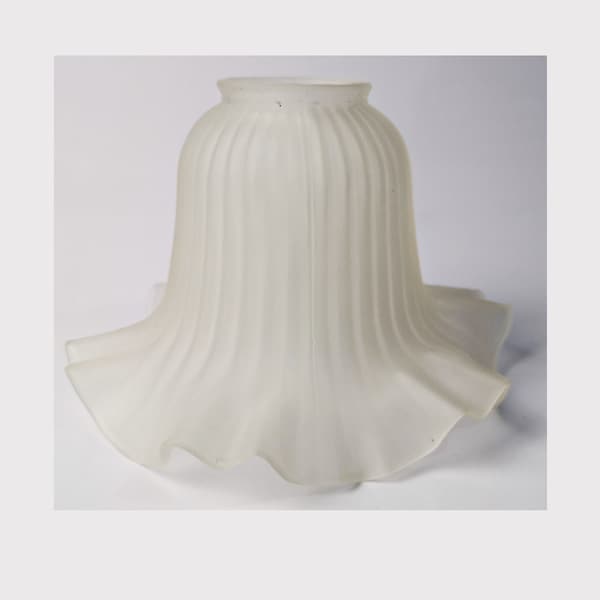 kleiner Vintage Lampenschirm aus geätztem Milchglas / weißer Lampenschirm / 1990er Jahre / Landhaus / 11cm (4.3") hoch