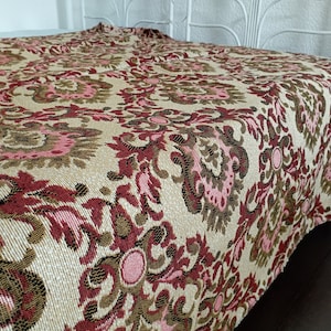 Geweven sprei - plaid beige/rood