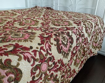 Woven bedspread - bed throw beige / red