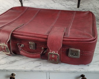 Vintage Koffer in ROT - Kunstleder - 1960er - roter Reisekoffer