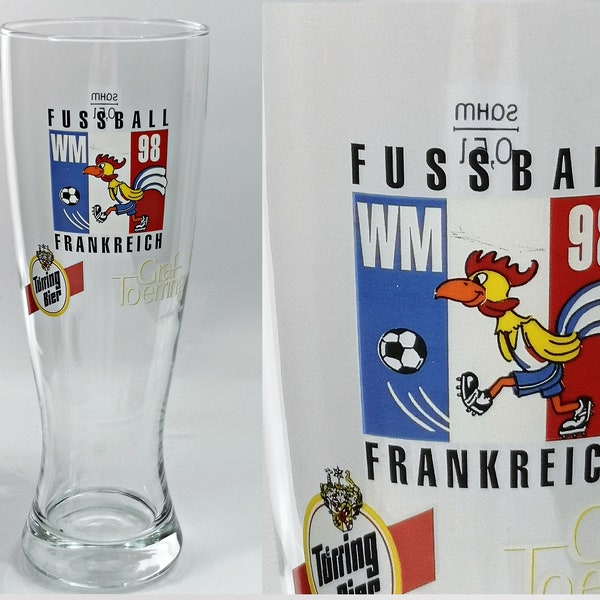 Vintage Bierglas Weizenglas 0,5L WM 1998 Frankreich / Fußball Weltmeisterschaft / Werbung