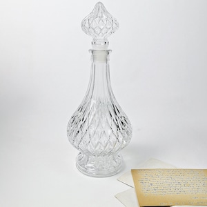 Vintage carafe made of pressed glass / glass carafe for whiskey / whiskey decanter