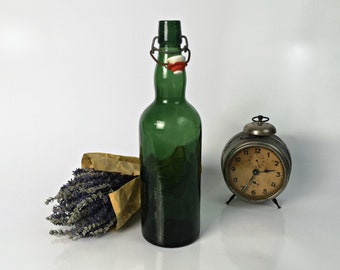 große grüne Bierflaschen / Porzellan Verschluss / Schnepsdeckel / Ölflasche / 1 Liter / 1000ml
