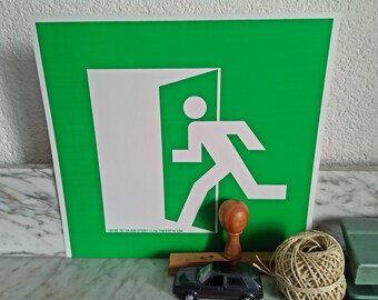 Emergency Exit - Sign from the 1980's Plastic Industrial - 30 x 30 cm