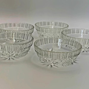 5 vintage dessert plates / bowls / glass plates / crystal bowls / glass plates / compote bowls 1960s / Ø 12 cm / 4.7 &quot;