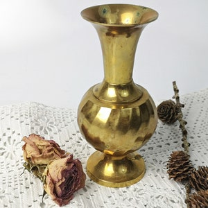 Vintage brass vase / solid brass / Bohemian style / 16 cm / 6.3"