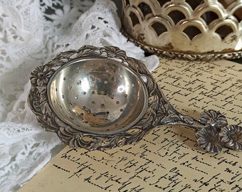 シルバー 835 800 薔薇 デザイン スタンド付きティーストレーナー