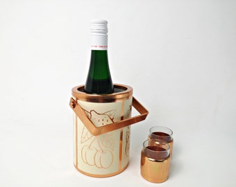 Small vintage wine cooler, ice bucket, ice cube tray, Made in Germany, champagne, sparkling wine cooler, anodized aluminum / copper-colored 13.5 cm