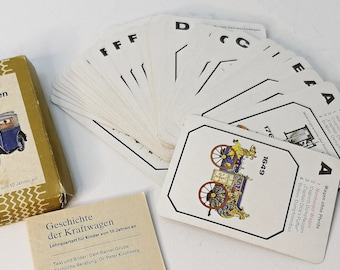 Vintage Game Cards /card game  / quartet / history of motor vehicles / German hand