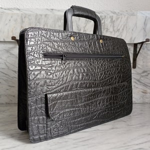 kleine Aktentasche / Vintage Kunstledertasche / schwarze Tragetasche / Schultasche / Lehrertasche