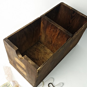 zweiteilige Holzbox aus einer Werkstatt / Sortierfach / Schublade / Holz Box  used Look  /  33cm x 16cm x 17,5cm / Büro / Schreibtisch