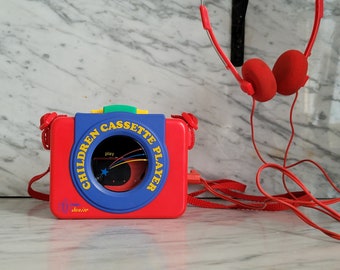 portable cassette player with headphones for children / portable cassette player