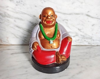 Lachender Buddha / Gipsfigur / Yoga - Glücksbringer / Vintage