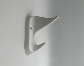 Retro coat hook, towel holder for the bathroom / rare vintage wall hook white / Pneumant Made in GDR