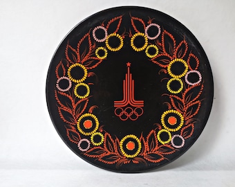 Russian wall plate, Olympics picture, wooden picture, hand-painted, folk art