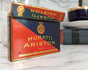 old tin box / tin box / cigarette box "Muratti Ariston Gold" 25 cigarettes
