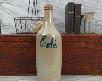 Stoneware bottle, 1900s beer, soda, liqueur, stoneware bottle from Germany, vintage, unmarked, antique