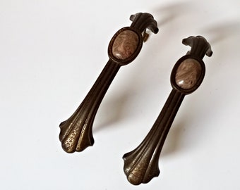 2 pcs Antique cabinet door handles, drawer handles with screws