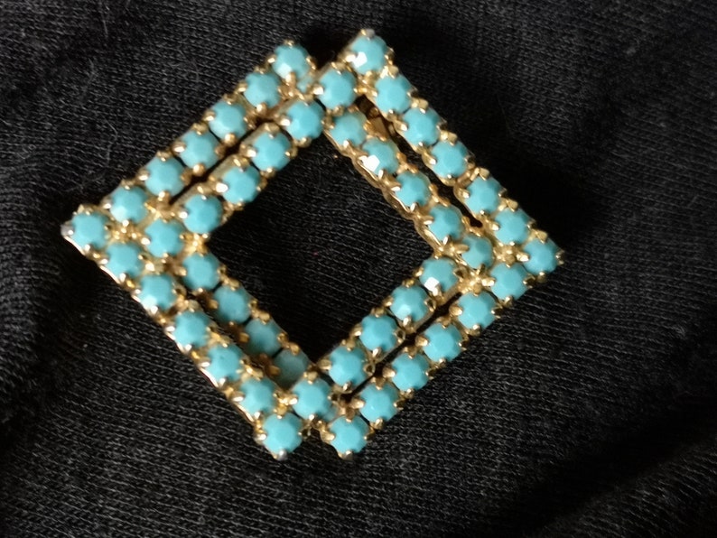 bouquet Brooch Pin Vintage Brooch Gold Turquoise costume jewellery