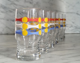 6 vintage shot glasses / colorful schnapps glasses / shot glasses / glasses for spirits / 1970s / colorful