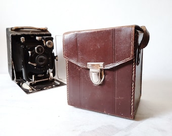 Brown leather camera case, Made in Germany, security, leather case, with shoulder strap, leather case, leather case, quiver, bag