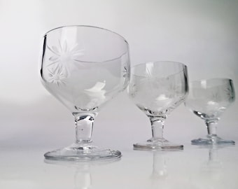 3 crystal liqueur bowls / shot glasses / eggnog glasses / vintage liqueur bowls / 2cl / shot glasses / for eggnog