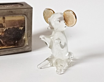 Miniatur Glasfigur, Glaskunst, Maus , Kunstglasfigur, handgemacht, mundgeblasen, 4cm