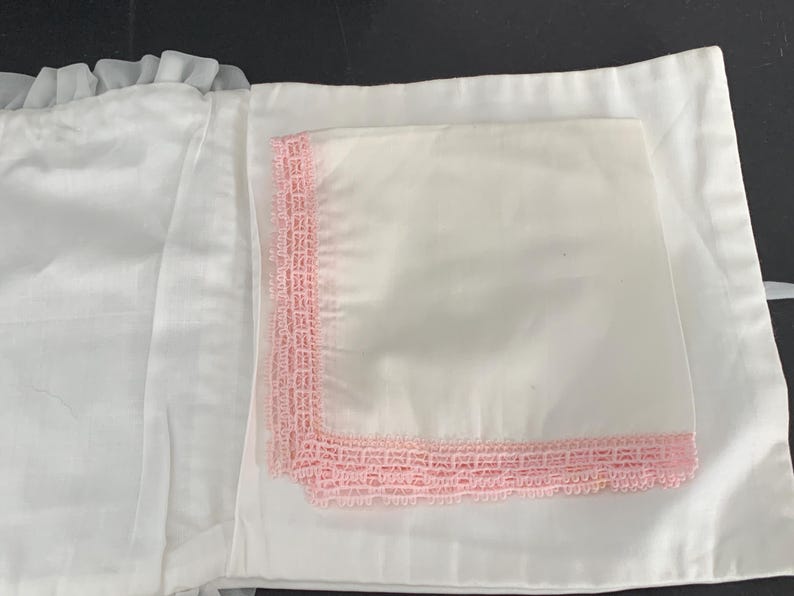 Vintage Handkerchief Storage / Tulle Bag / White Fabric Bag for Women's ...