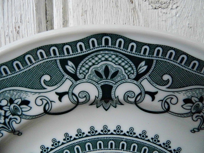 porcelain made in Germany Green pattern 6 retro plates 7,5 Hutschenreuther plate
