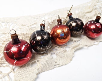 5 kleine antike Weihnachtskugeln / alter Christbaumschmuck / Kugeln Glas /  Brocante  / Weihnachtsdeko shabby / Ø 3cm