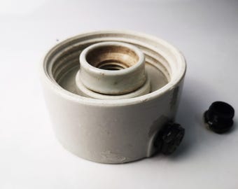 Vintage ceramic base for wall lamps / lamp holder with wall bracket / for E27 light bulbs / lamp part / lamp replacement part