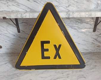 Information Sign / Yellow Warning Sign / EX / Danger of Explosion / Metal / Industrial / Tin Sign / Explosive Atmosphere Warning