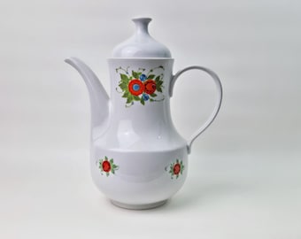 Koffiepot uit de jaren 70 met oranjebloesem / vintage theepot / Flower Power