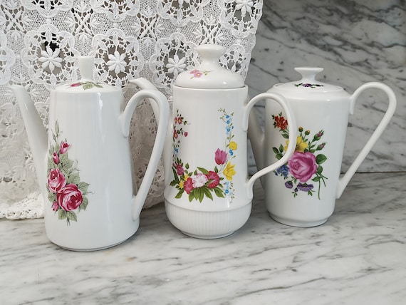 3 Stück Vintage Kaffeekanne / kleine Kaffeekannen / 70s Vintage Retro Kanne / Kahla / Teekanne / DDR Geschirr
