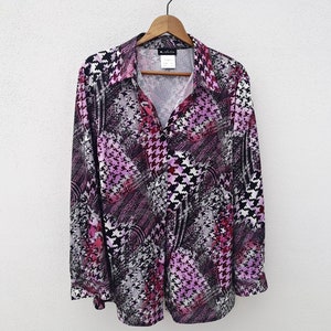 pink vintage blouse, cardigan oversize, BOHO, kimono, shirt, pink white size 50 / Y2K