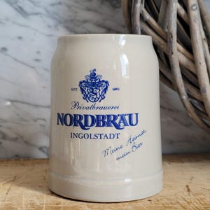Bier Humpen &quot;Nordbräu&quot; Bayern/ 0,5 L / halber Liter Keramik Bierkrug / Sammlerkrug Bierwerbung