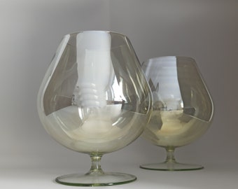 2 cognac snifters mother of pearl / vintage brandy glasses / tinted glasses