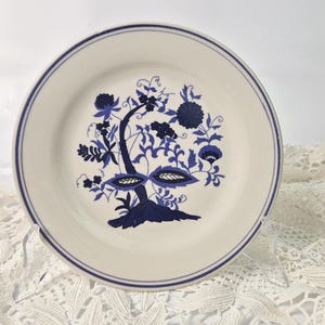 cremeweißer Keramik Ersatz Teller mit Zwiebelmuster Original Design Vier Jahreszeiten / Kuchenteller / Keramikgeschirr / 19,5 cm / 7.6"