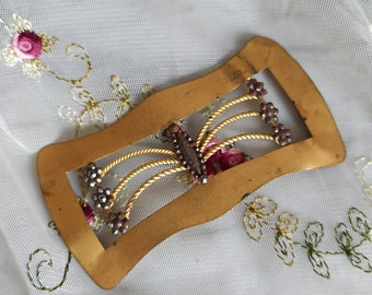 Vintage brass belt buckle / dirndl buckle / antique brass buckle / bow buckle