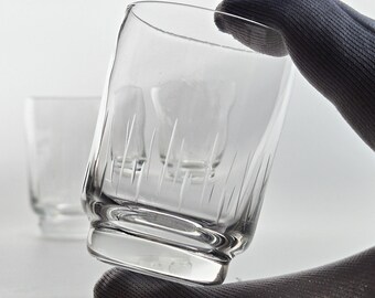 6 vintage shot glasses for 4cl / colorful schnapps glasses / shot glasses / glasses for spirits / 1970s / cut glass decoration /