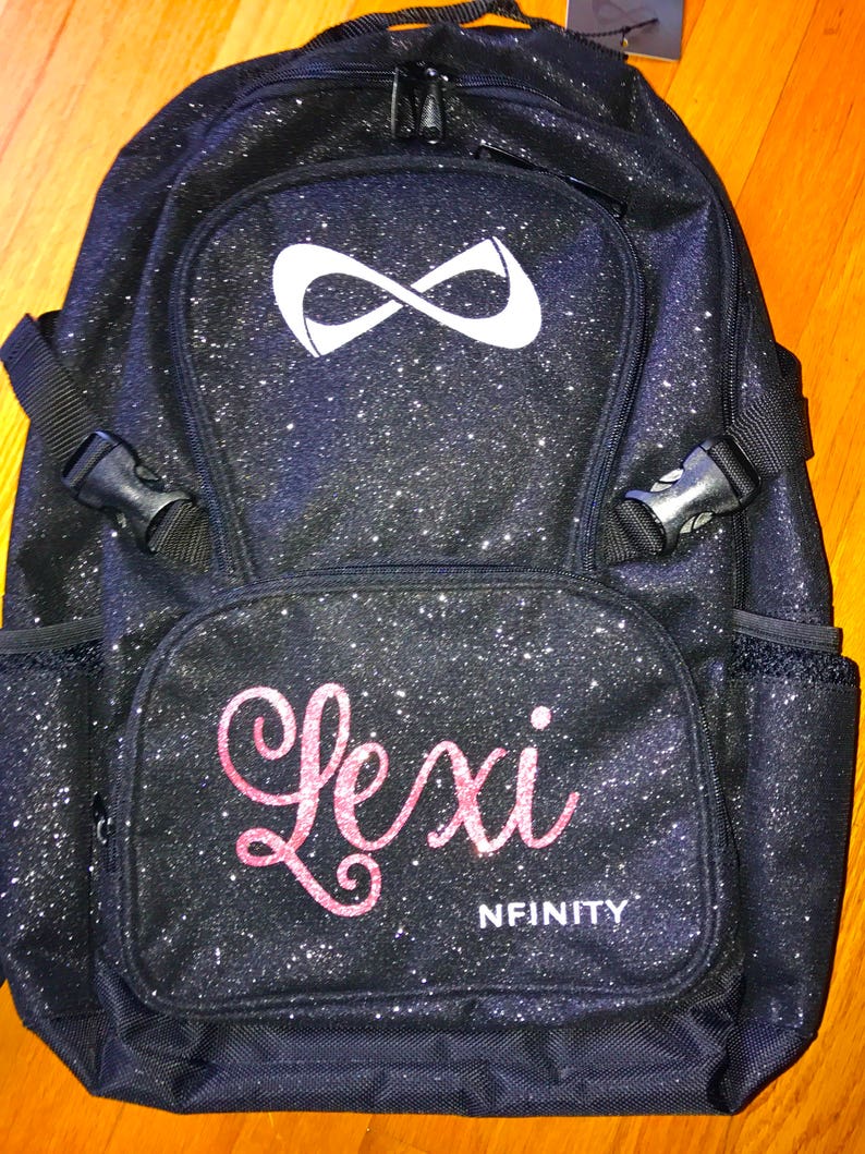 00 Nfinity Black Sparkle Full Size Backpack with Pink Rose | Etsy