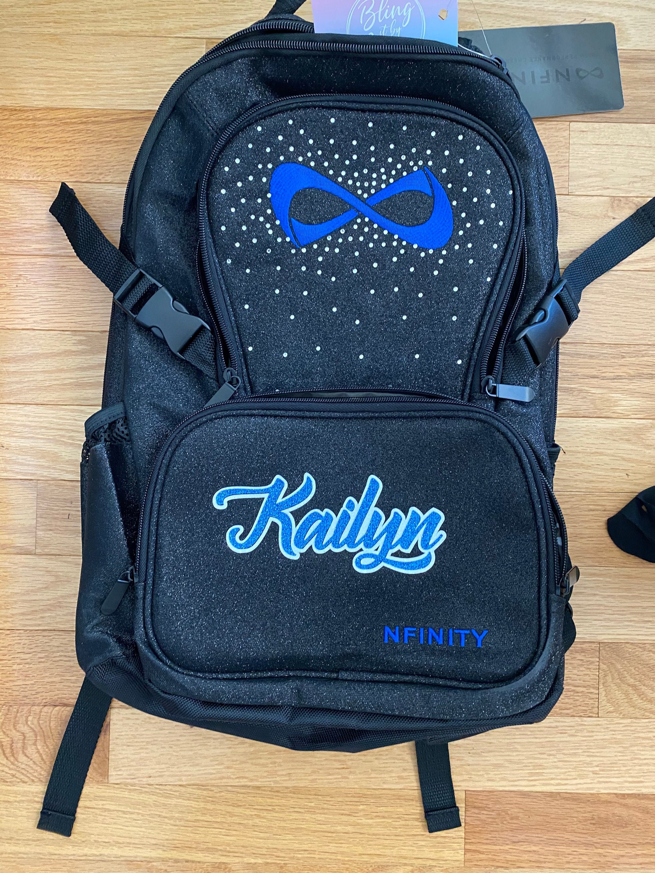 00 Nfinity Black Sparkle Backpacks with Royal Blue Logo Etsy Nederland