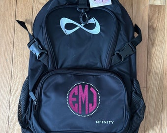 Nfinity Full Size Black Classic Backpack - Put your Monogram surrounded by Rhinestones